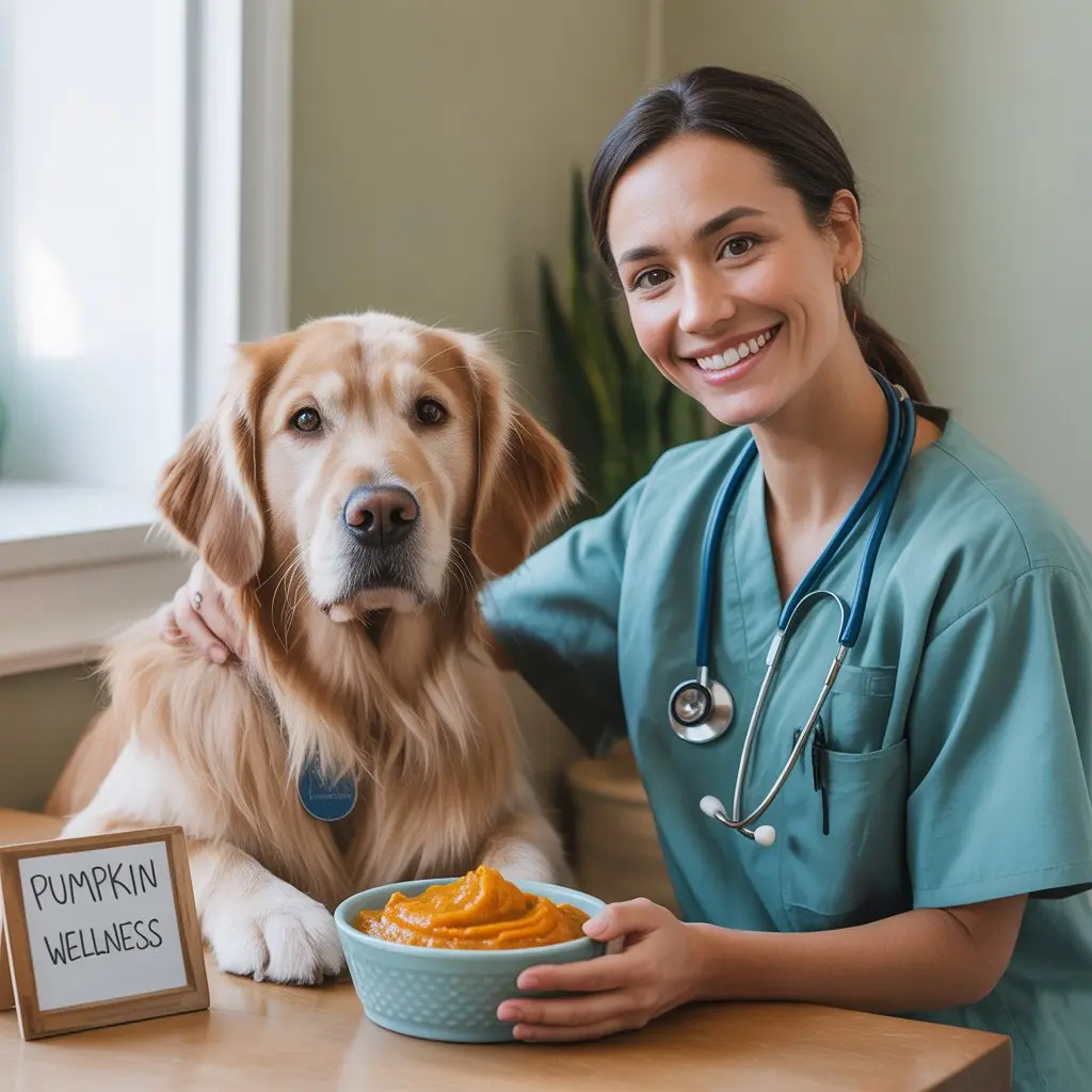 Vet-approved pumpkin puree helping dog digestion and gut health